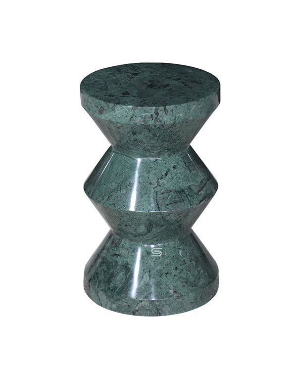 Prism Green Marble Hourglass Side Table