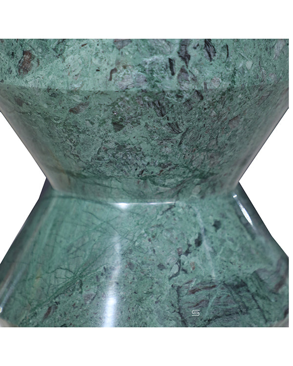Prism Green Marble Hourglass Side Table