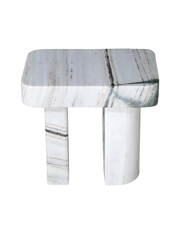 Kensho White Marble Slab Side Table