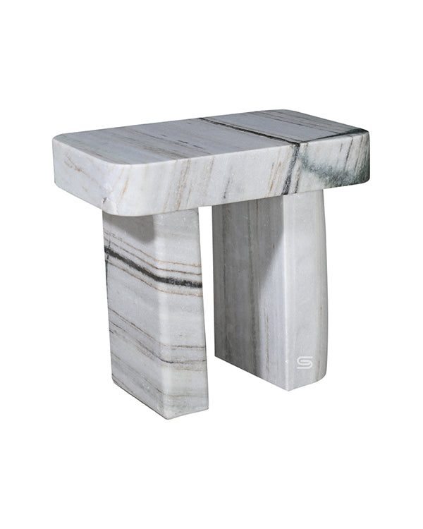 Kensho White Marble Slab Side Table