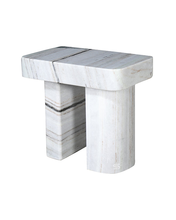 Kensho White Marble Slab Side Table