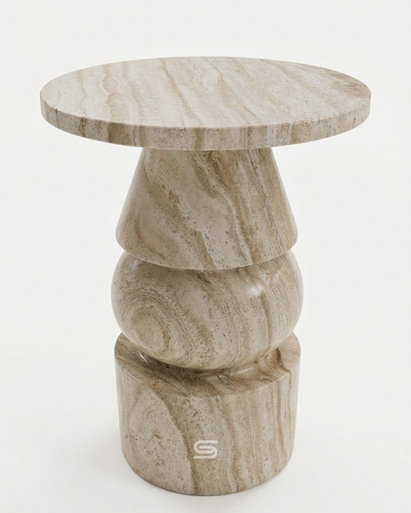 Travertine Dune Side Table