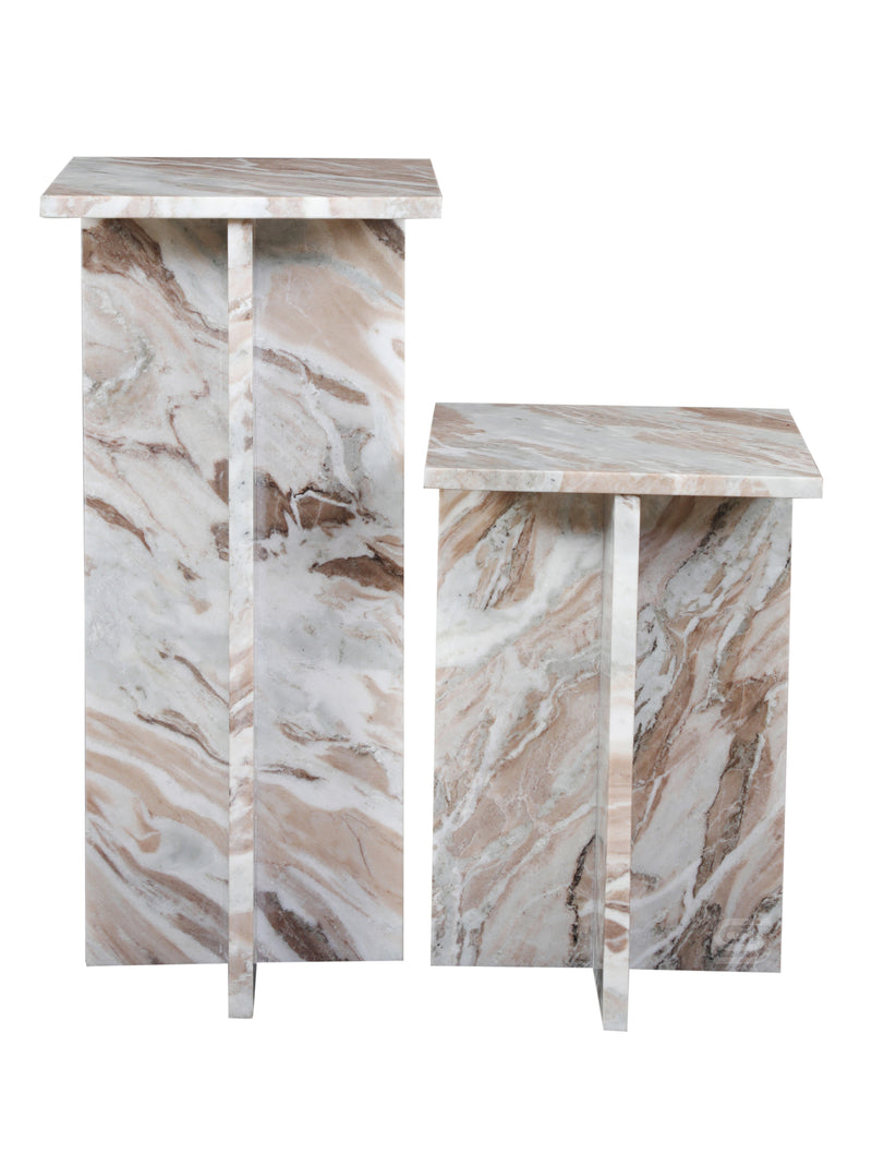 Marble-Flow Side Table Set of Two