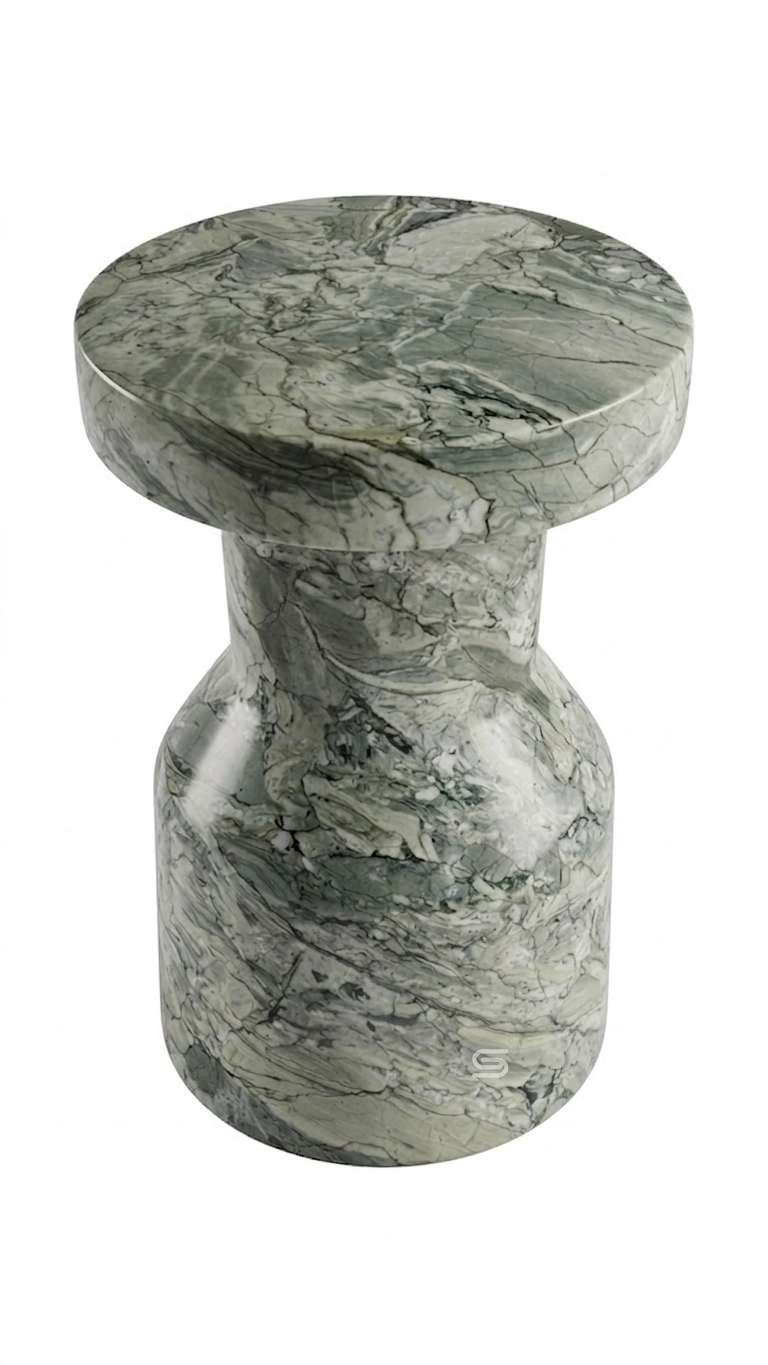 Vesper Hourglass Marble Side Table