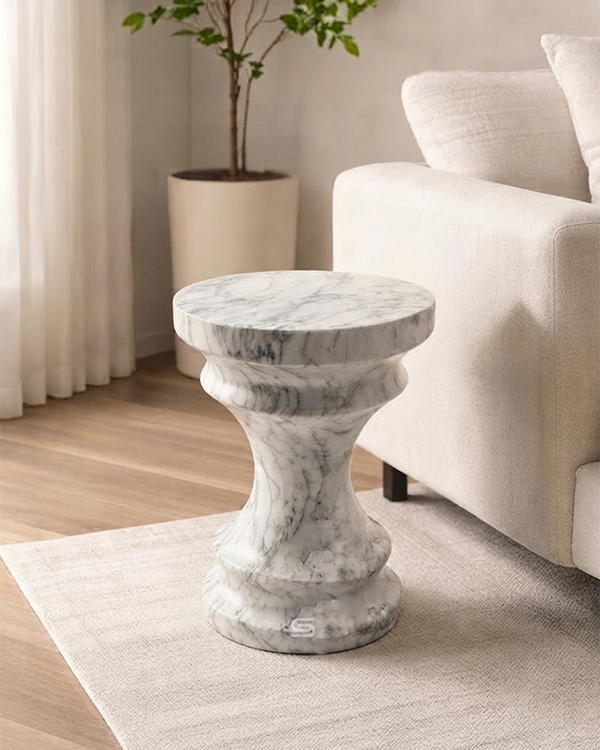 Alabaster Hourglass Side Table