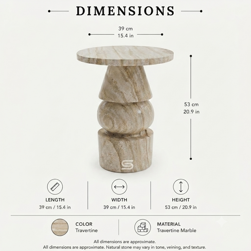 Travertine Dune Side Table