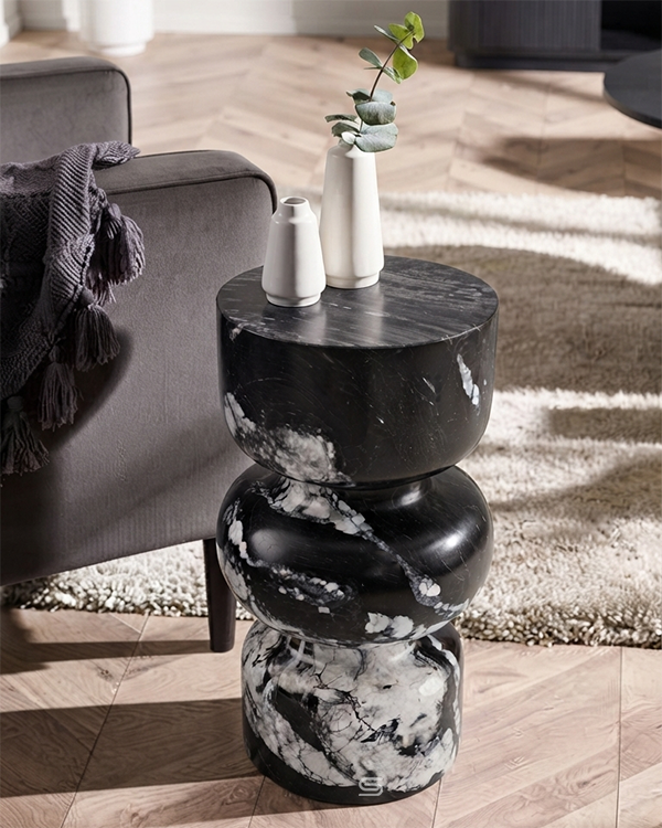 Nero Sculptural Marble Side Table