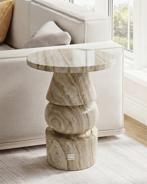 Travertine Dune Side Table