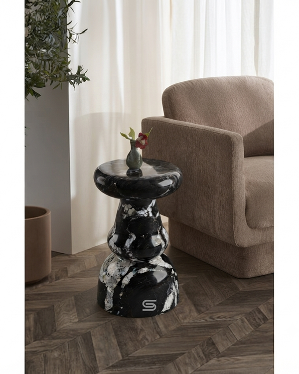 Onyx Curve Pedestal Side Table