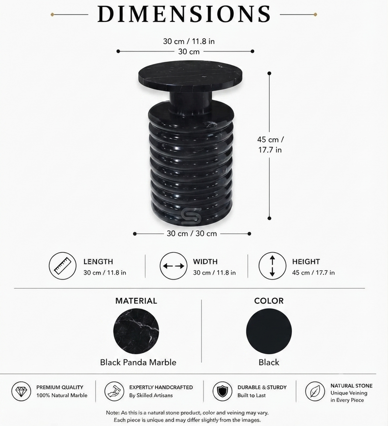 Ribbed Noir Side Table