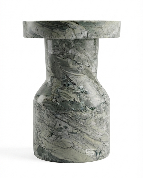 Vesper Hourglass Marble Side Table