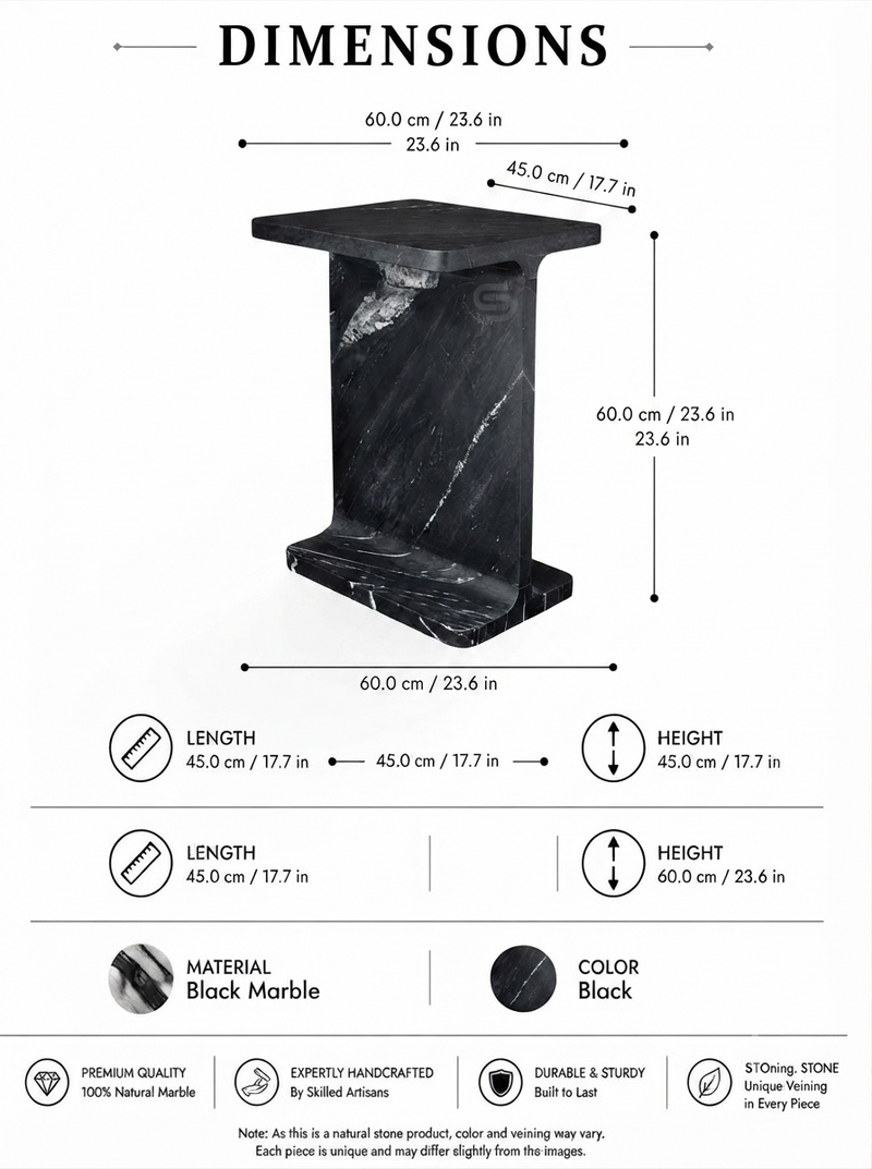 I-Beam Marble Side Table