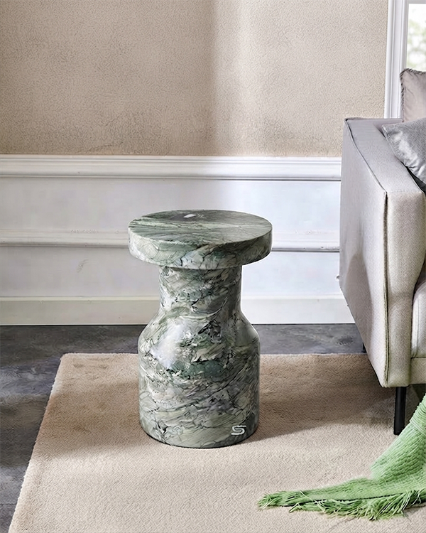 Vesper Hourglass Marble Side Table