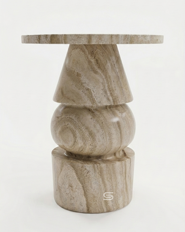 Travertine Dune Side Table