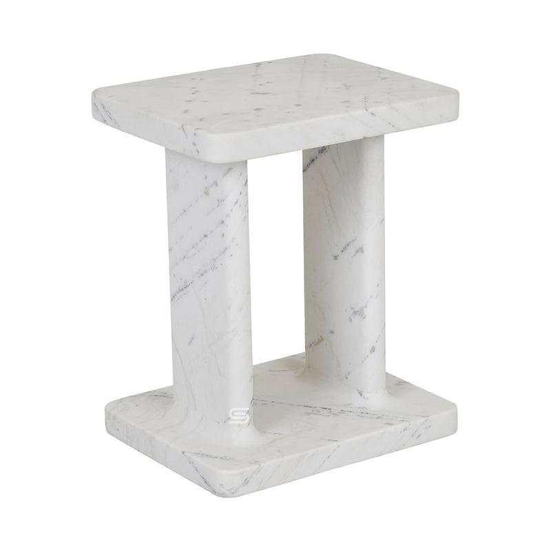 Vesta Column White Marble Side Table