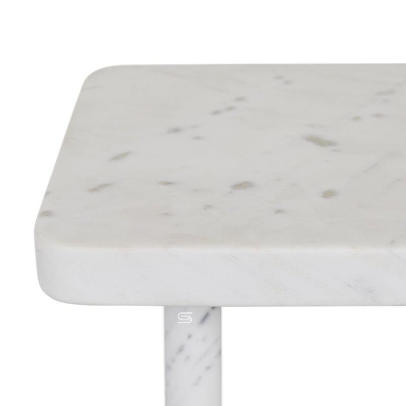 Vesta Column White Marble Side Table