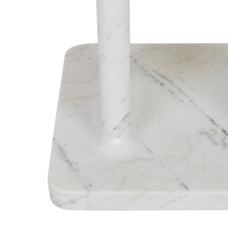 Vesta Column White Marble Side Table