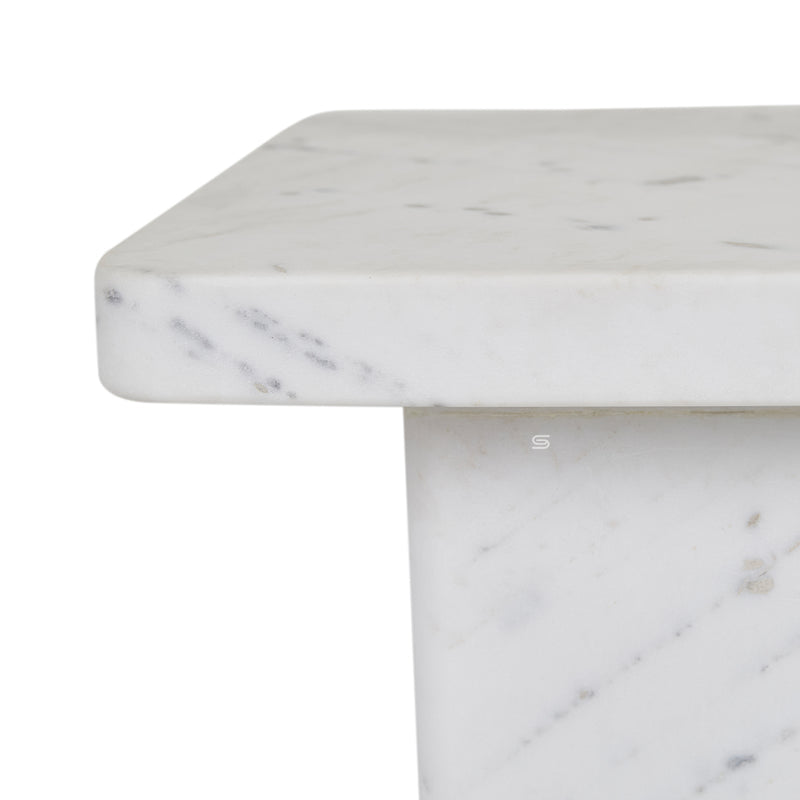 Vesta Column White Marble Side Table